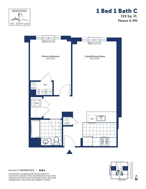 a floor plan of a unit with a bedroom and a bathroom